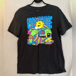 Nike Black Tee with Blue‎ and Pink Graphic